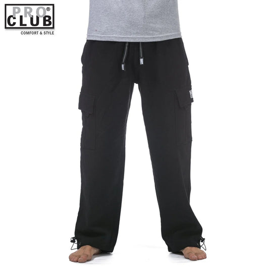 Men'S Heavyweight Fleece Cargo Sweatpants Black